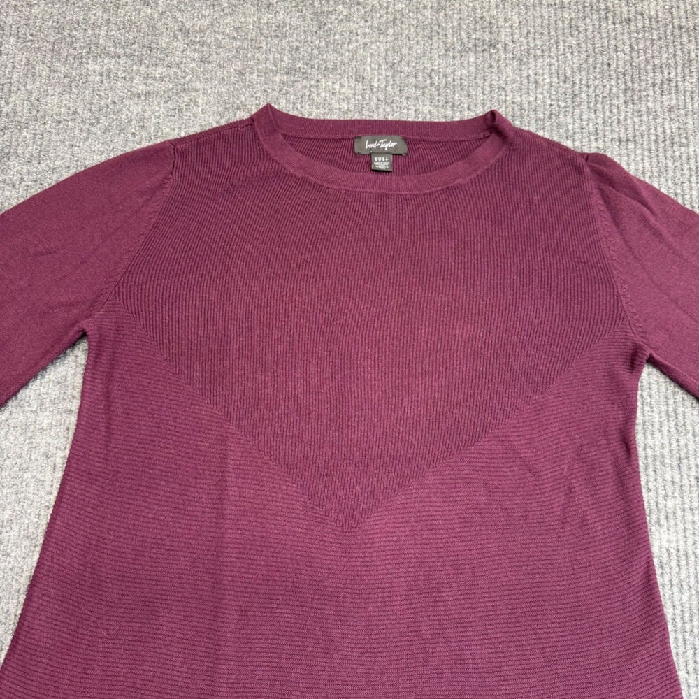 Lord‎ & Taylor Burgundy Tunic Sweater Knit 3/4 Sleeve Women's Medium